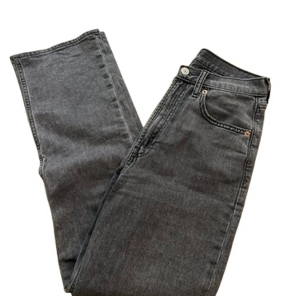 GAP Loose High Rise Jeans Faded Black Denim Size 26 2R 5-Pocket Straight‎ Leg